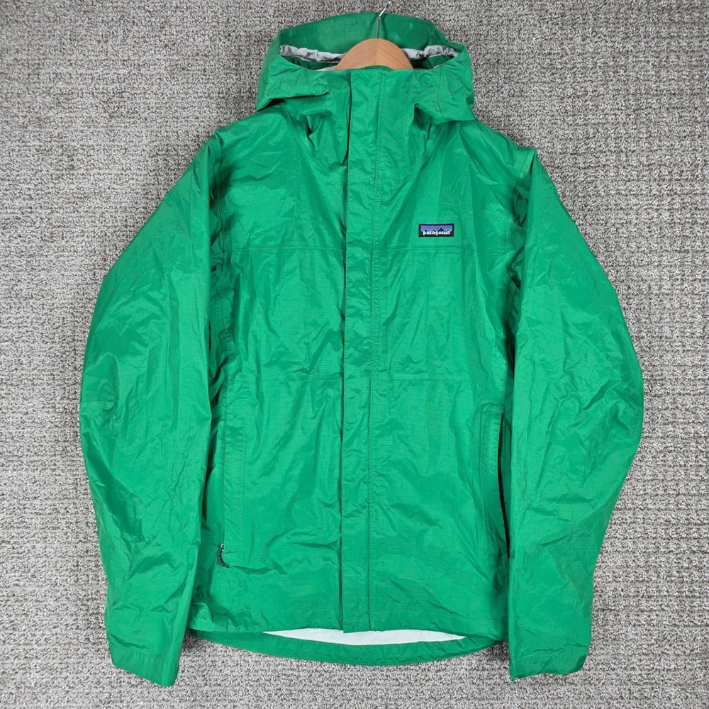 Patagonia H2No Torrentshell Rain Jacket Mens Medium Green Full Zip Hooded Coat